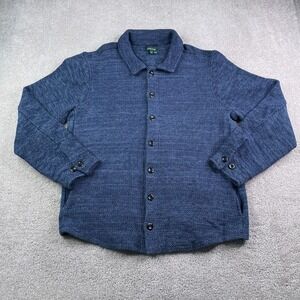 Orvis Shirt Jacket Mens XL Blue Knit Heavy Cotton Button Up Shacket Swacket